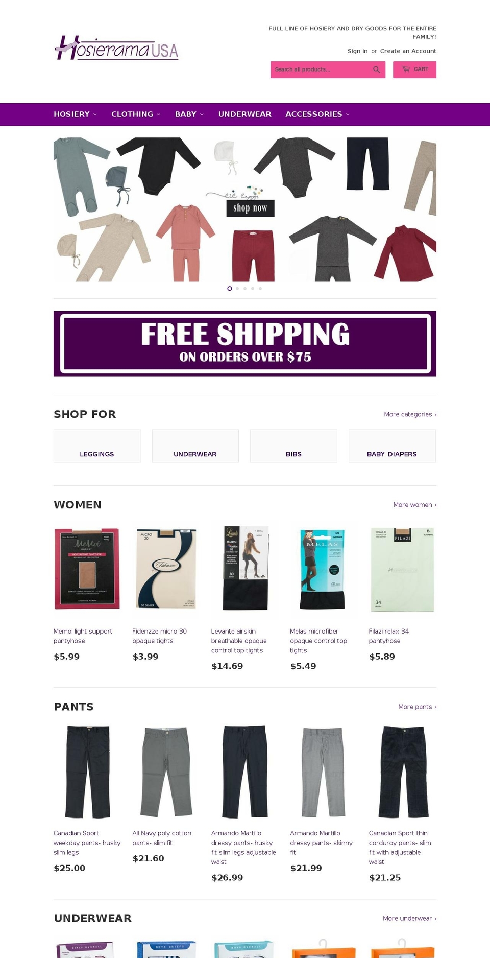 hosieramausa.com shopify website screenshot