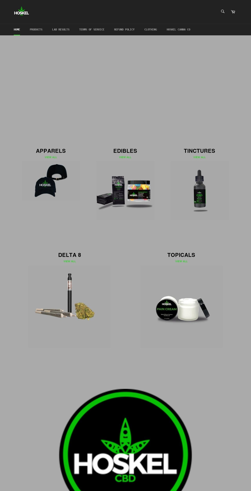 hoskelcbd.com shopify website screenshot