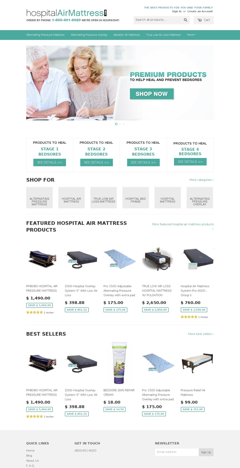 hospitalairmattress.com shopify website screenshot