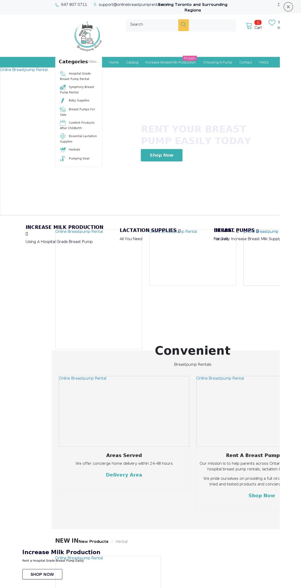 hospitalbreastpumprental.com — Shopify storefront screenshot