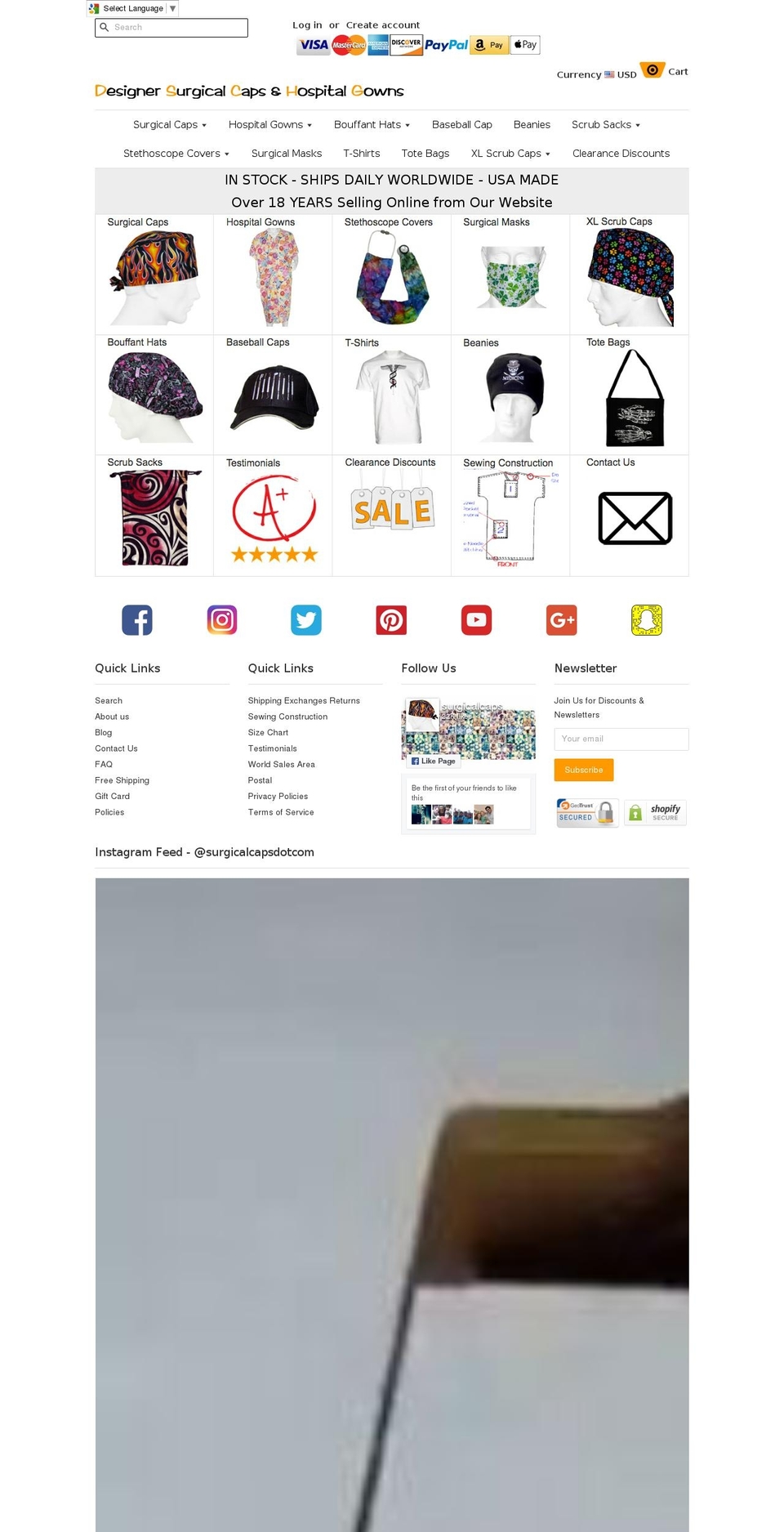 hospitalgowns.biz shopify website screenshot