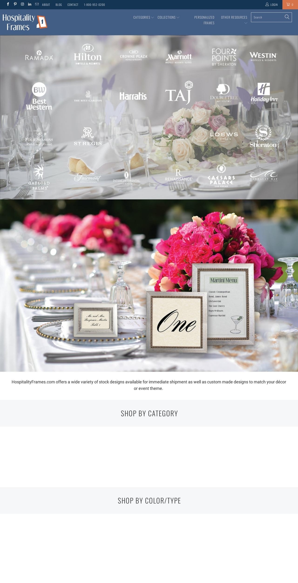 hospitalityframes.com shopify website screenshot