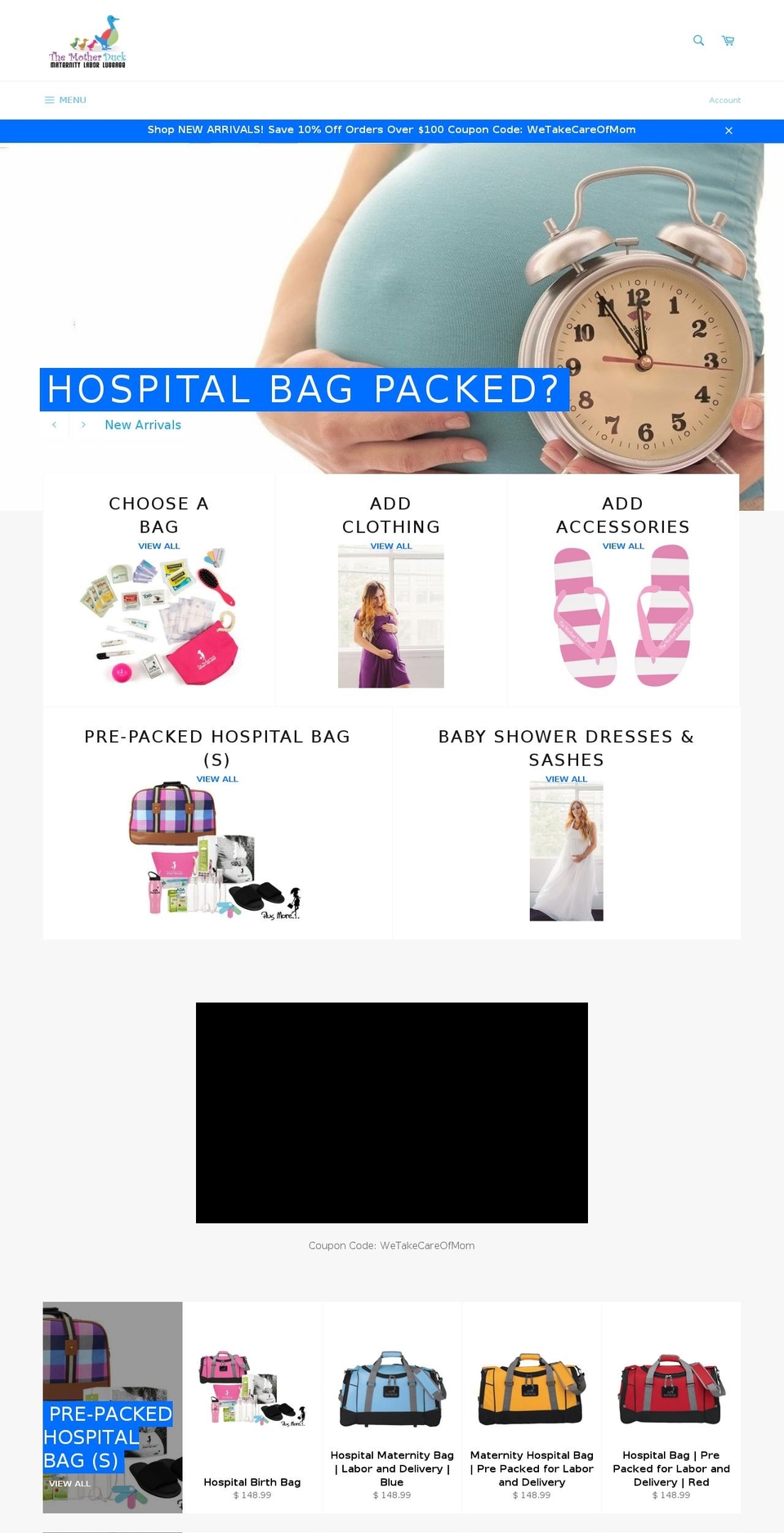 hospitalmaternitybag.com — Shopify storefront screenshot