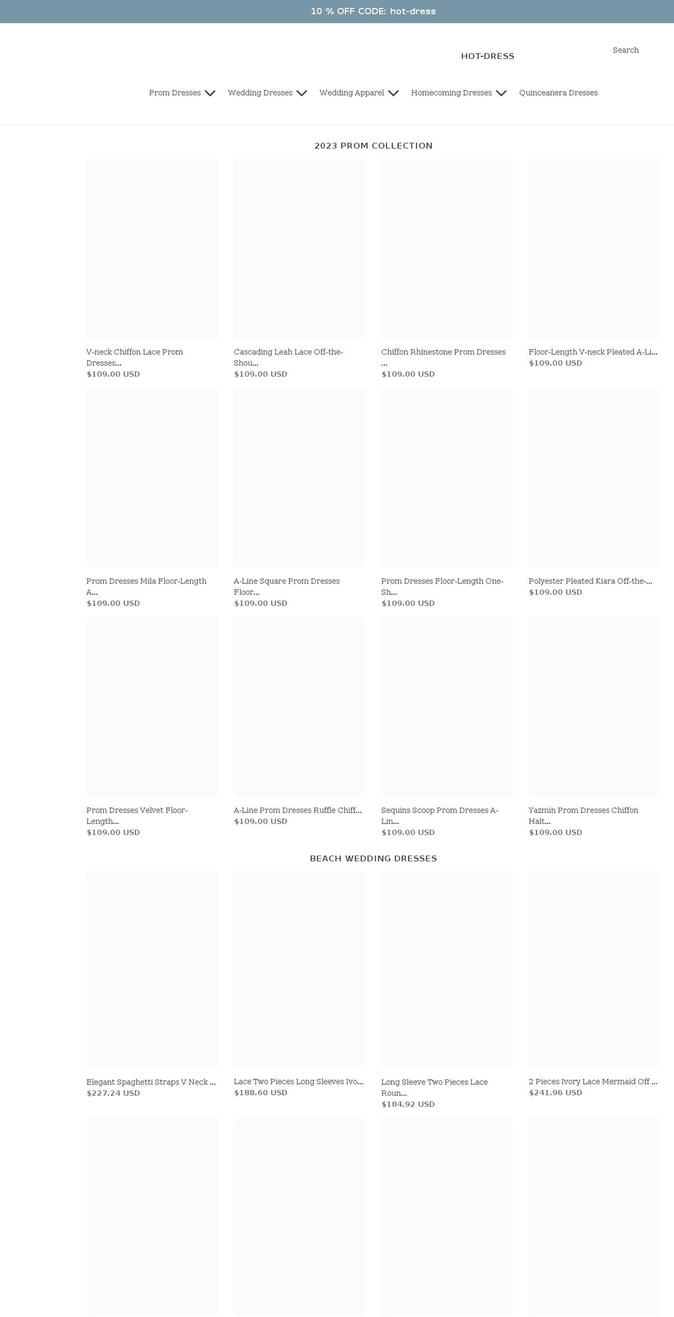 hot-dress.com shopify website screenshot
