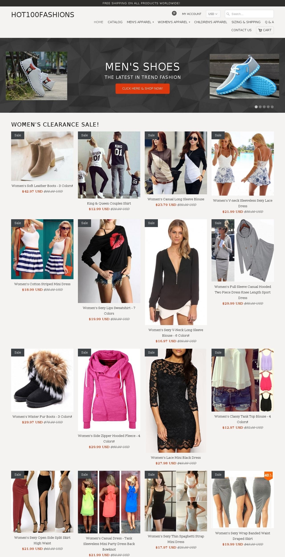 hot100fashion.com — Shopify storefront screenshot