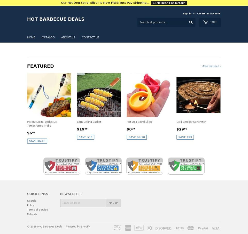 hotbarbecuedeals.com — Shopify storefront screenshot