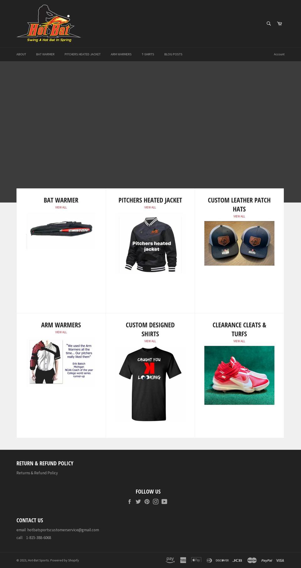 hotbatsports.com shopify website screenshot