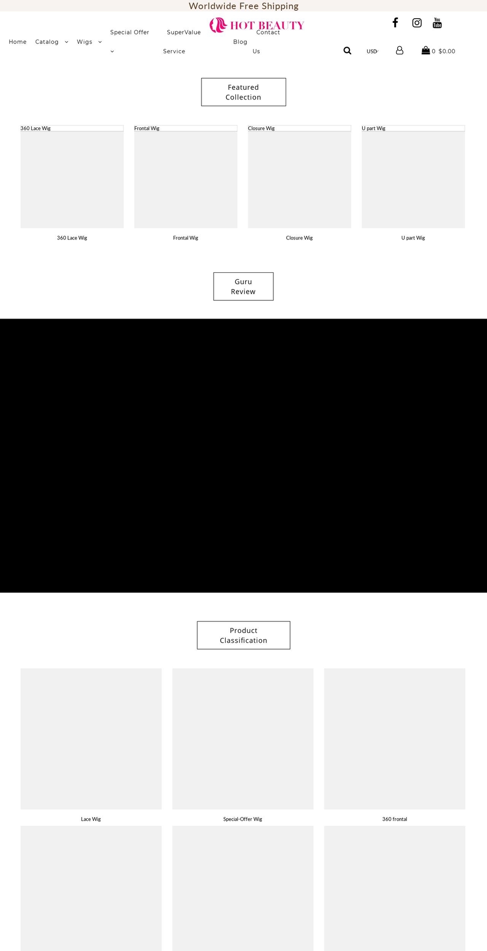 hotbeautyhair.com shopify website screenshot