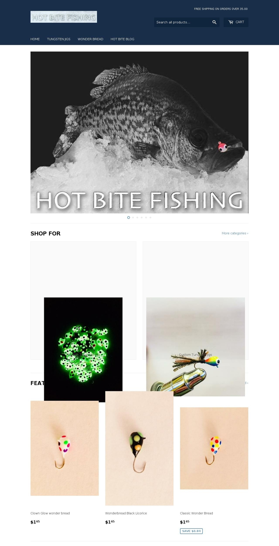 hotbitefishing.com — Shopify storefront screenshot