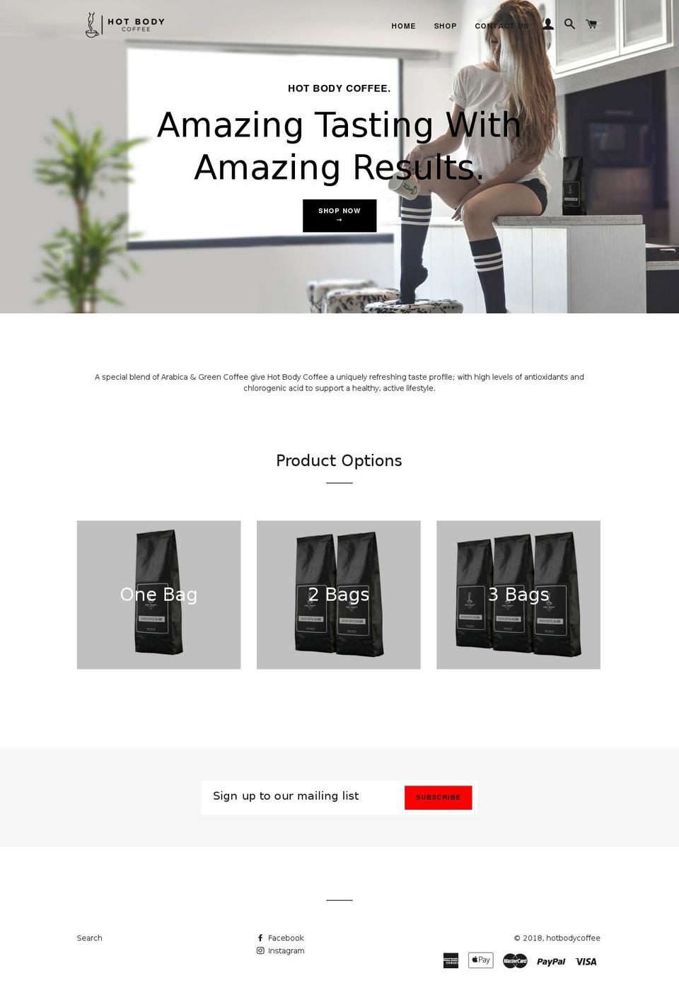 hotbodycoffee.com — Shopify storefront screenshot