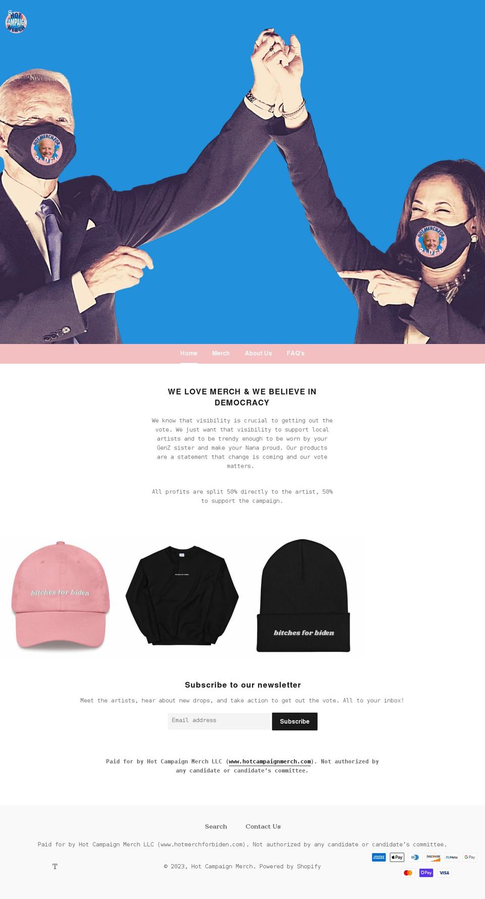 hotcampaignmerch.com shopify website screenshot