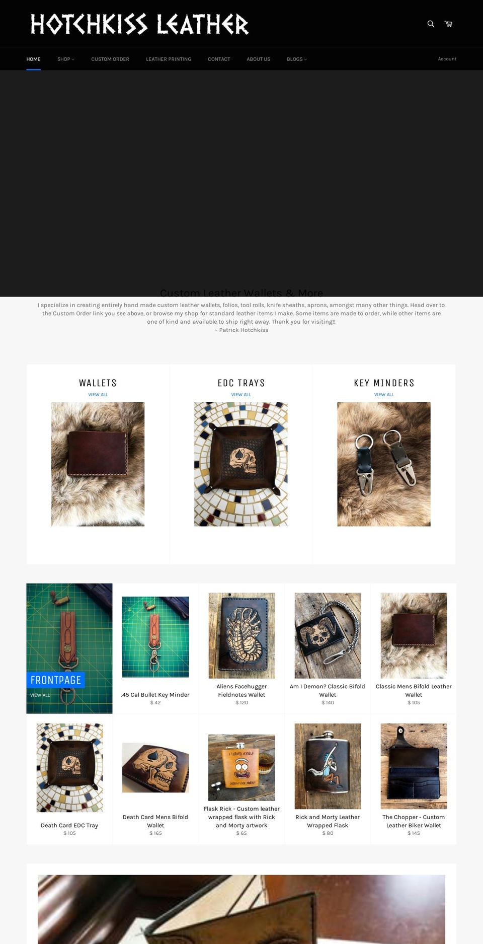 hotchkissleather.com shopify website screenshot