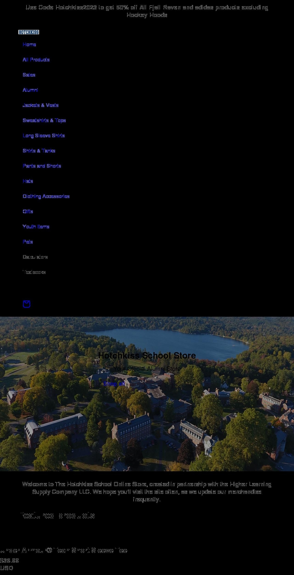 hotchkissschoolstore.com — Shopify storefront screenshot