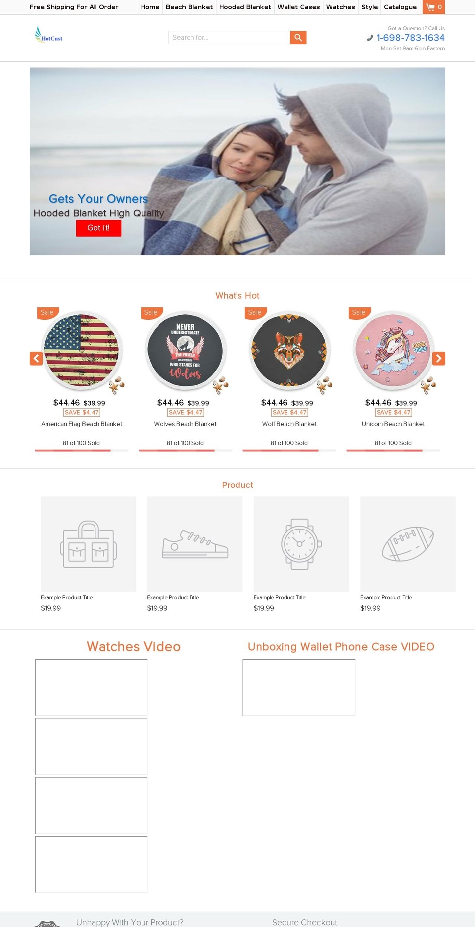 hotcust.com — Shopify storefront screenshot