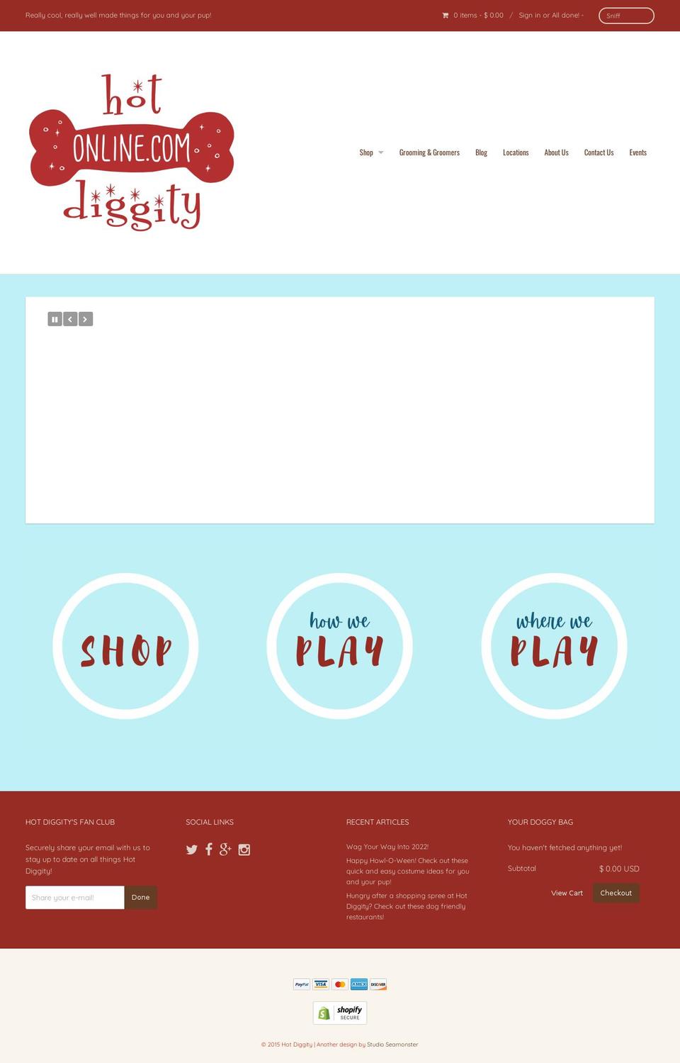 hotdiggity.com shopify website screenshot