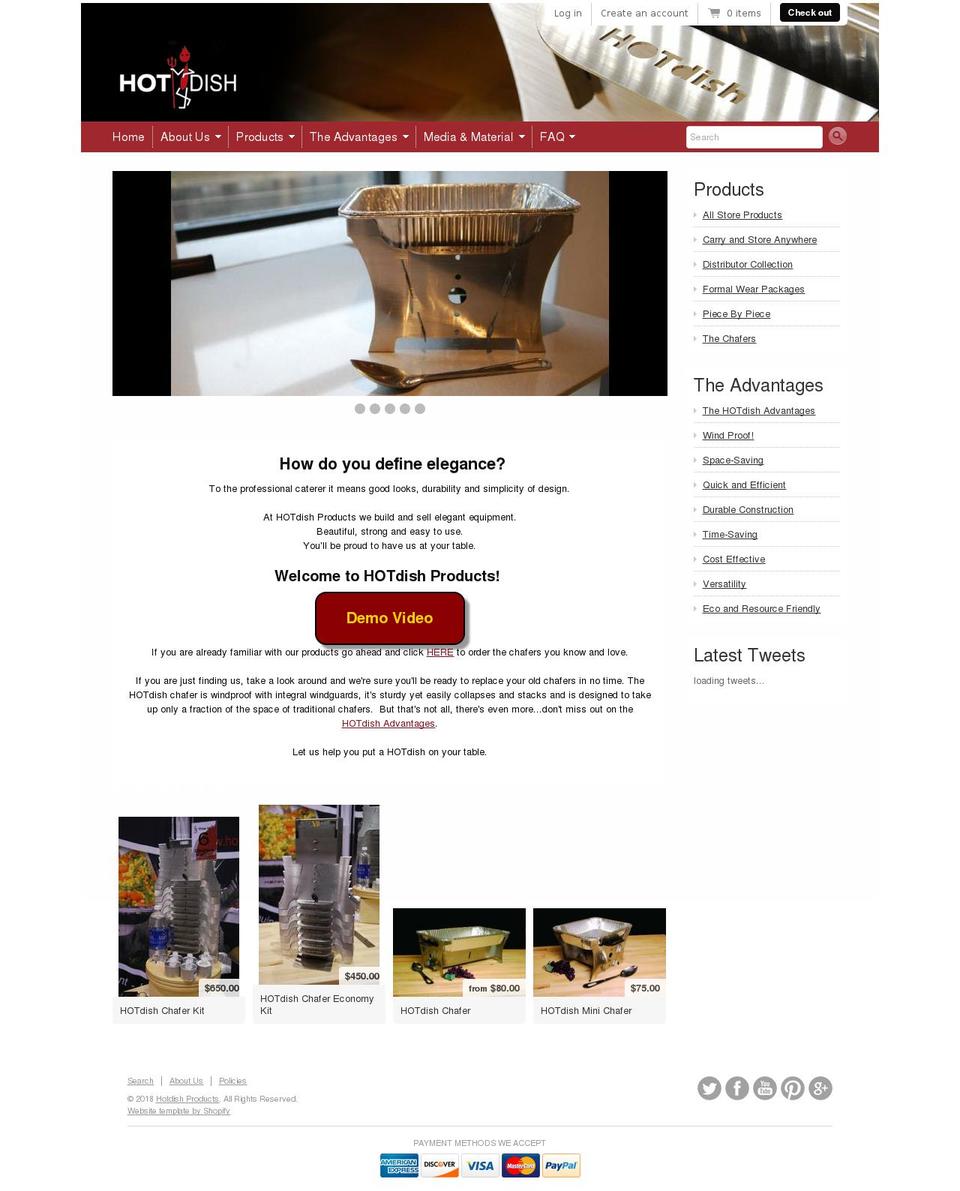 hotdishproducts.com shopify website screenshot