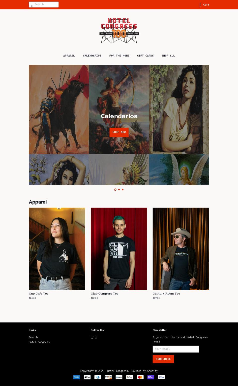 hotel-congress.myshopify.com shopify website screenshot