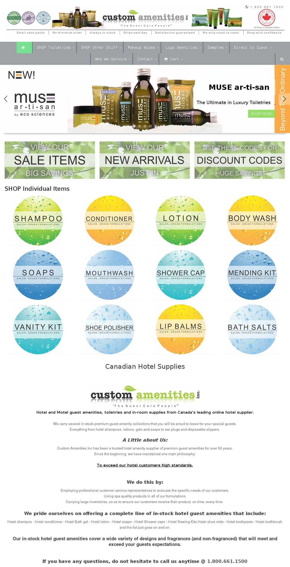 hotelamenitiescanada.com — Shopify storefront screenshot