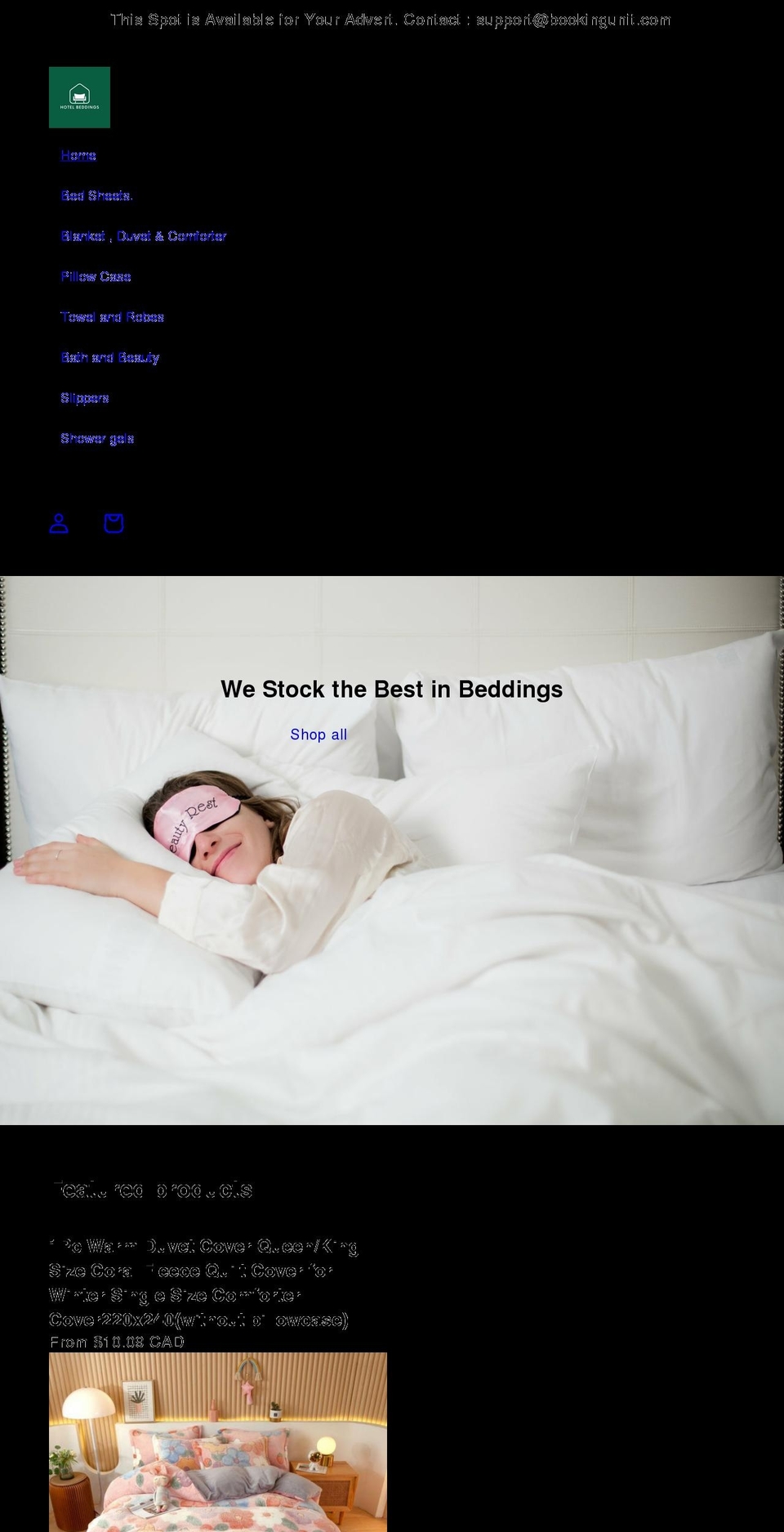 hotelbeddings.com shopify website screenshot