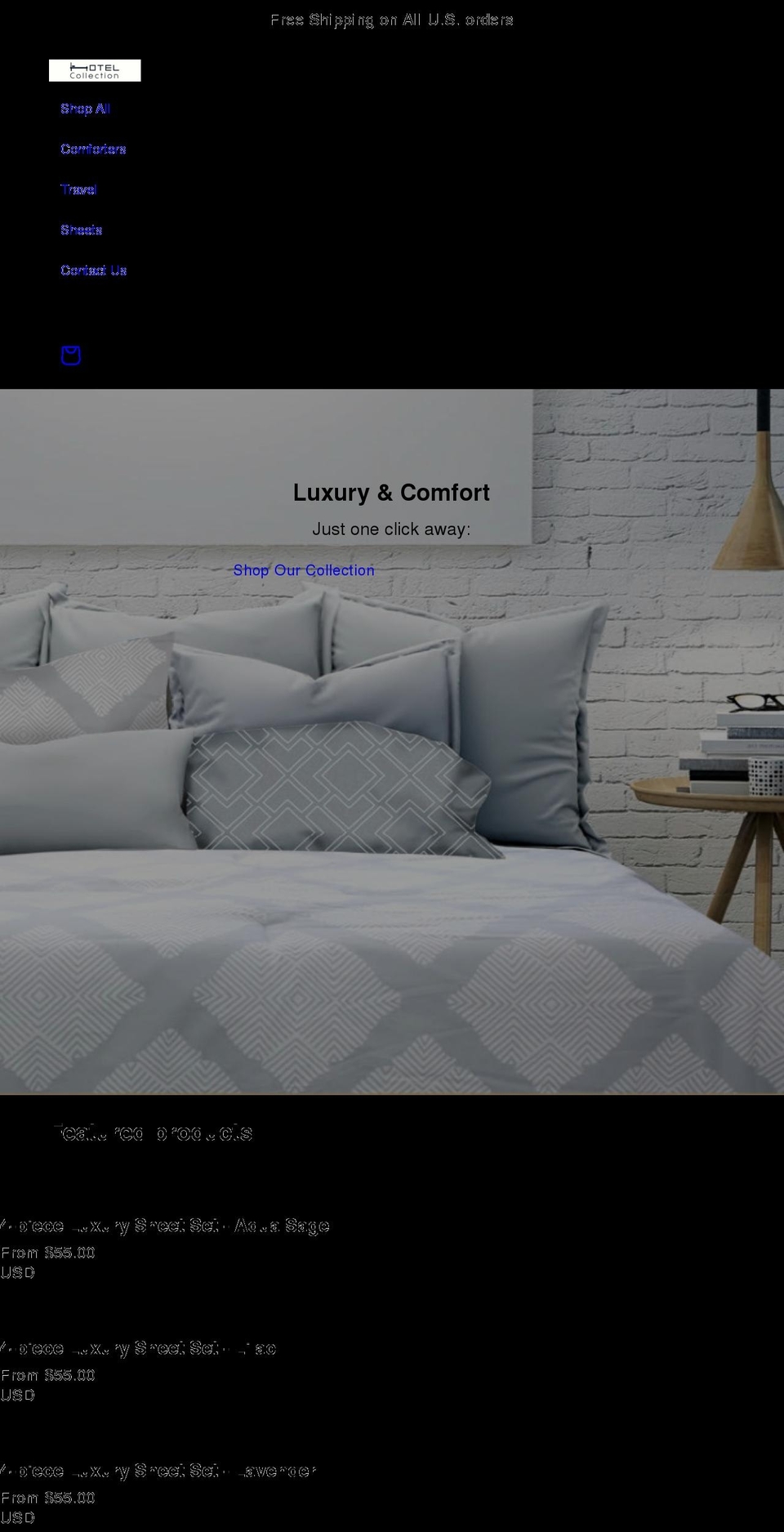 hotelcollectionhome.com shopify website screenshot