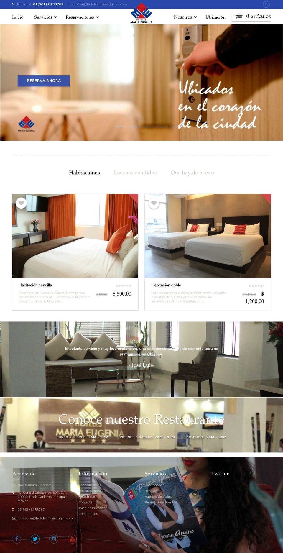 hotelesmariaeugenia.com — Shopify storefront screenshot