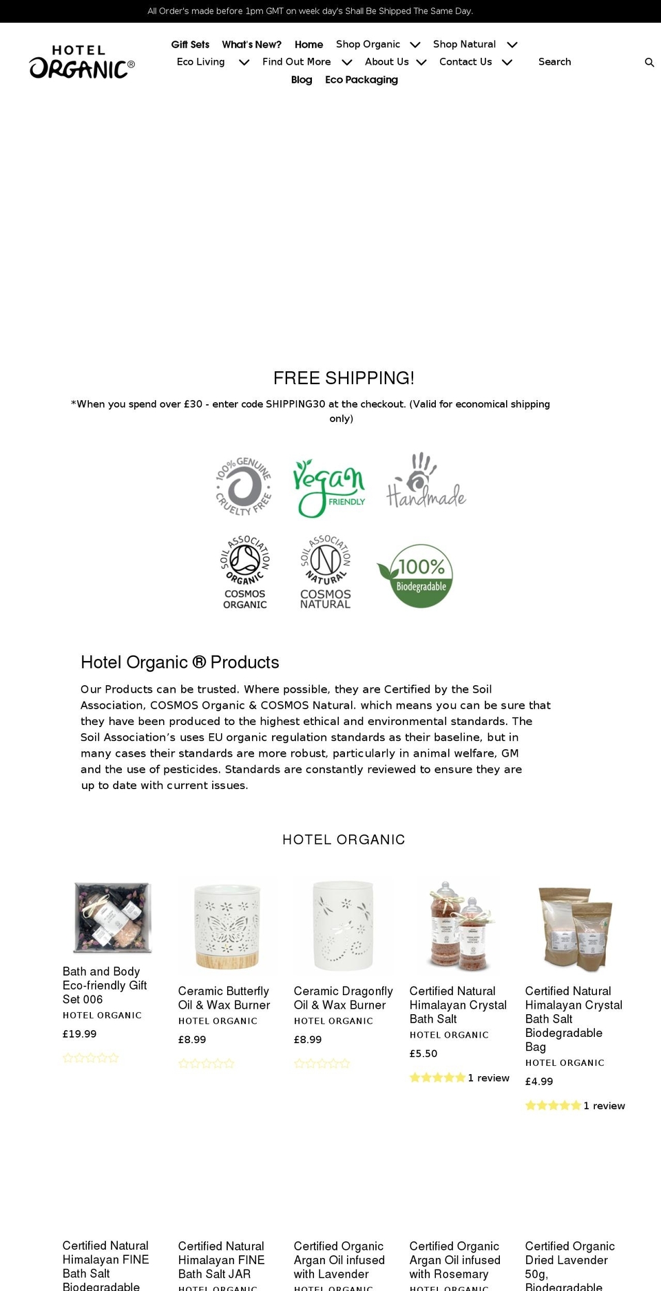 hotelorganic.uk shopify website screenshot