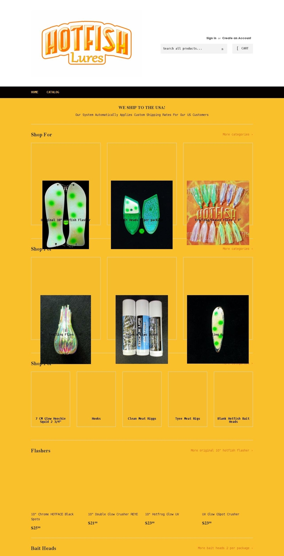 hotfishlures.myshopify.com shopify website screenshot