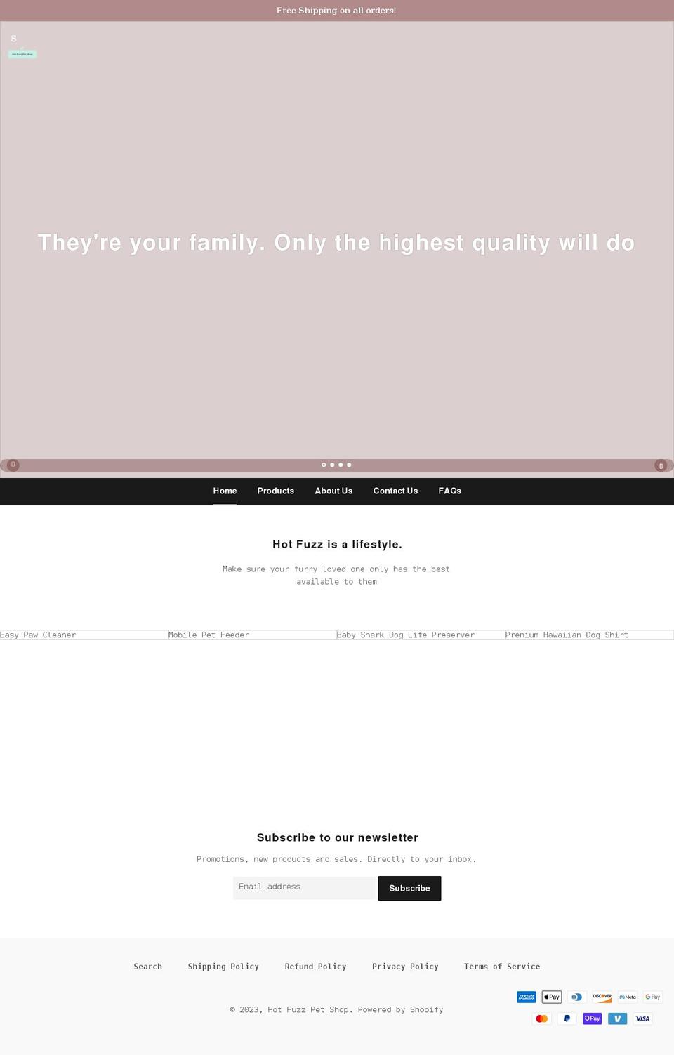 hotfuzzpetshop.com shopify website screenshot