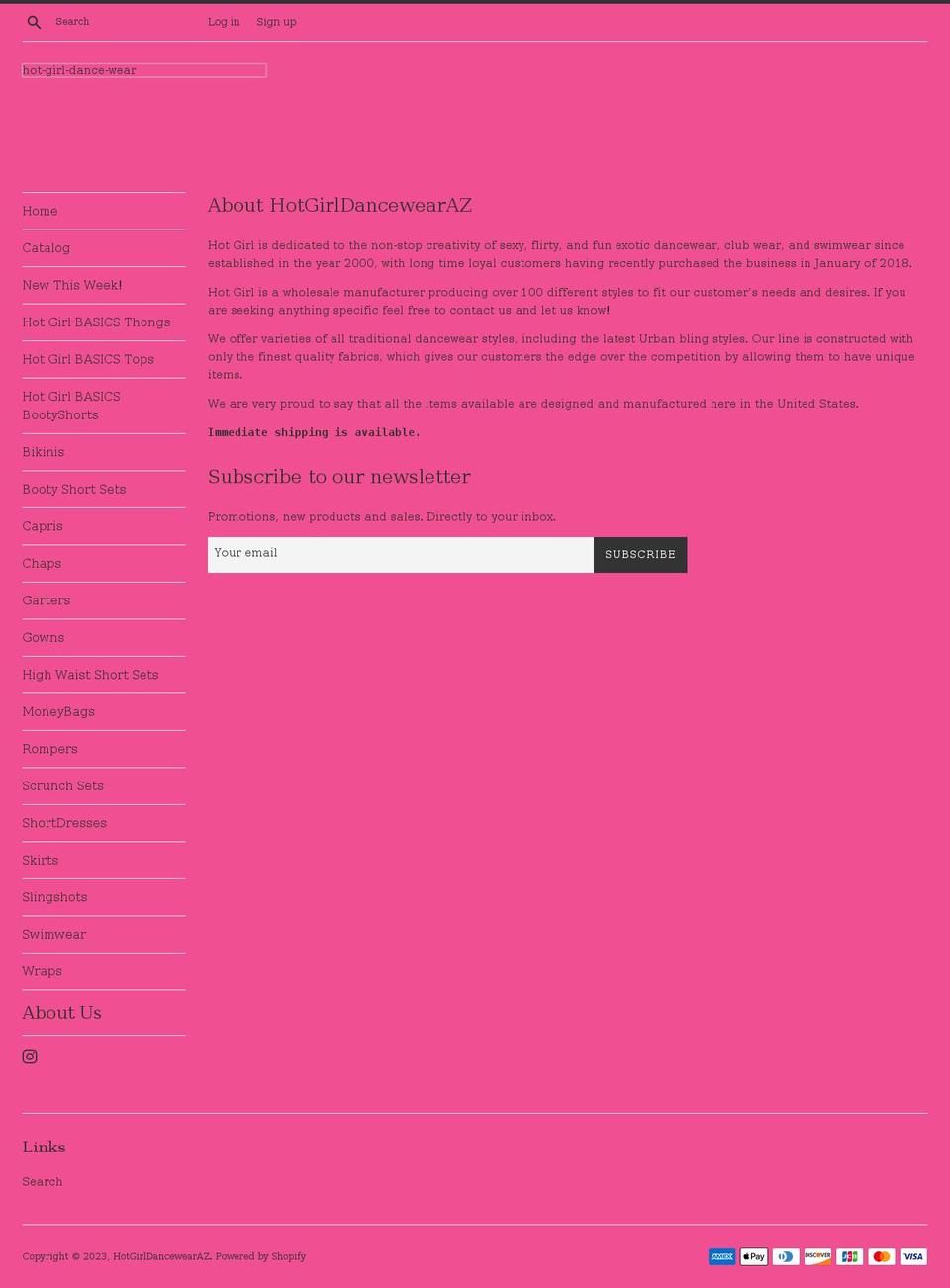 hotgirldancewearaz.com shopify website screenshot