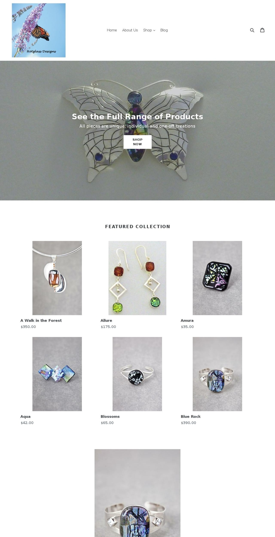 hotglassdesigns.com — Shopify storefront screenshot