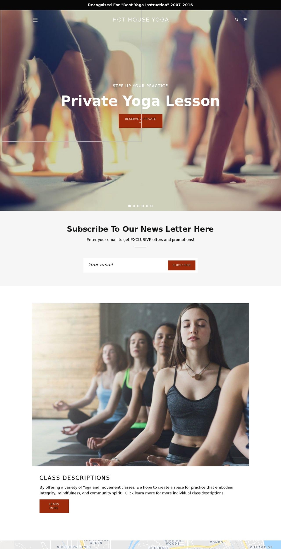 hothouseyogaob.com — Shopify storefront screenshot