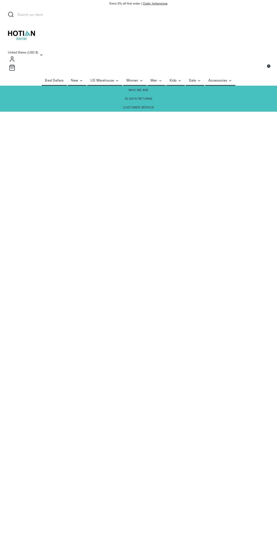 hotiansnow.com shopify website screenshot