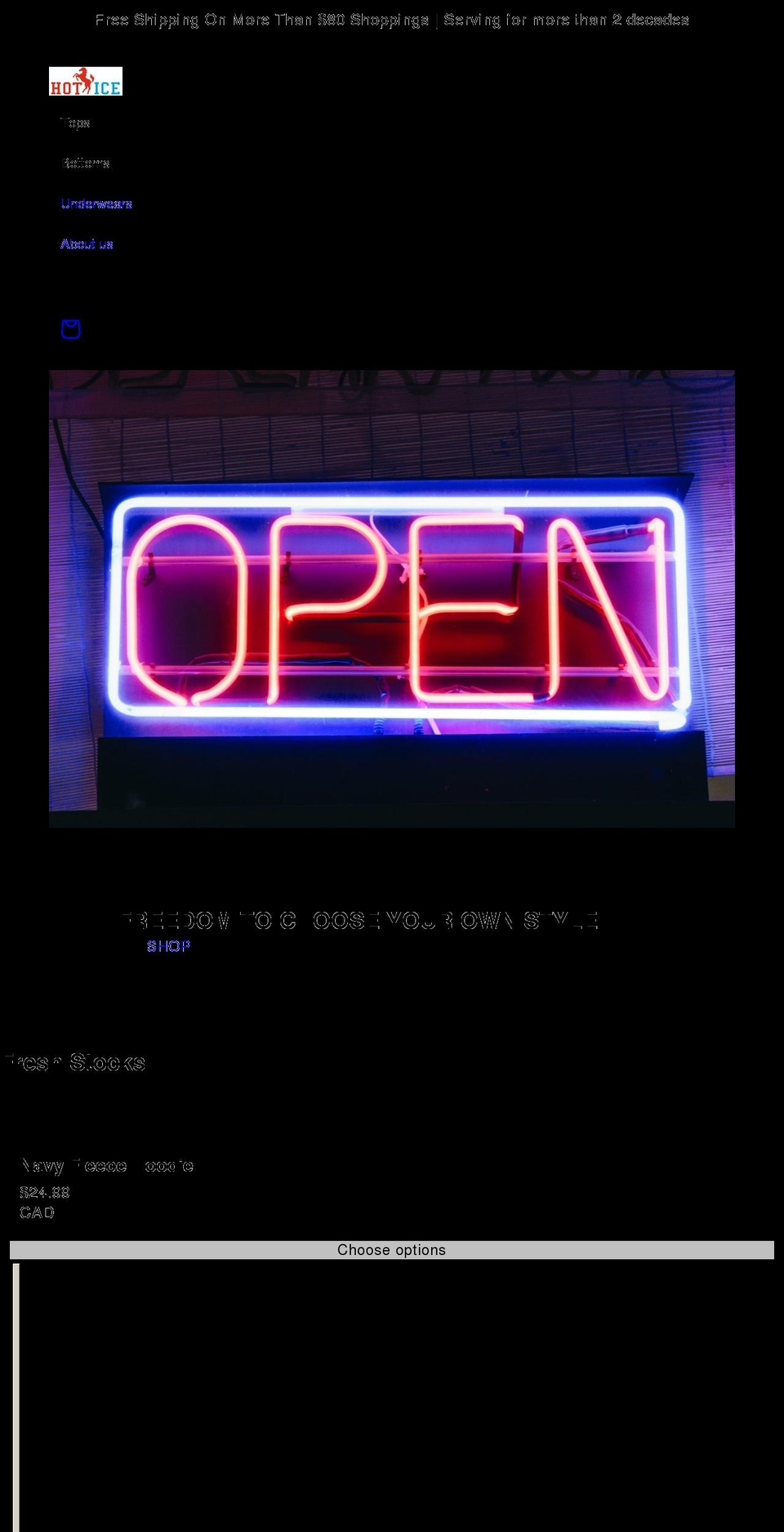 hoticeclothing.com shopify website screenshot