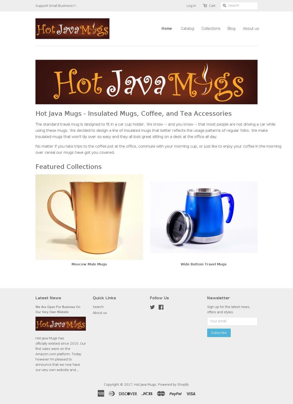 hotjavamugs.com shopify website screenshot
