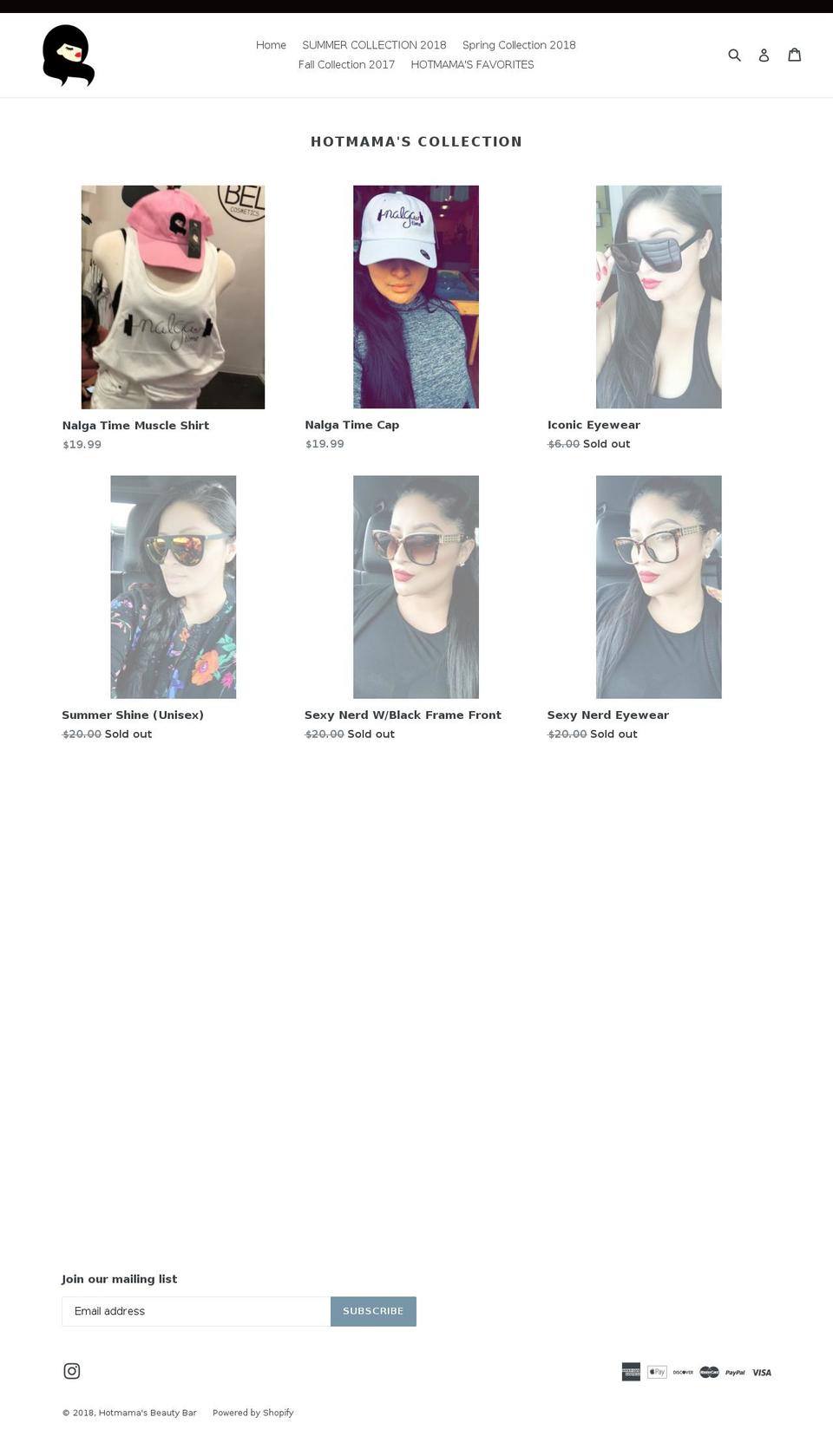 hotmamasbeautybar.com — Shopify storefront screenshot