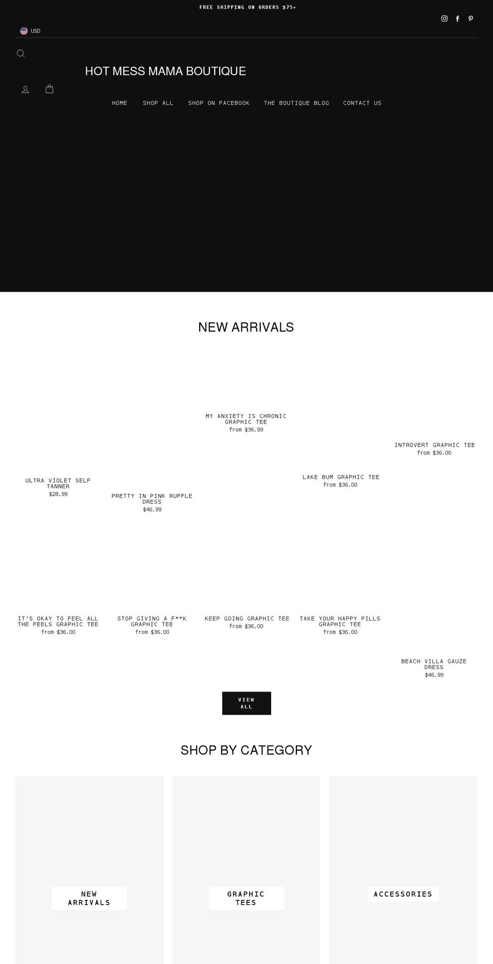 hotmessmamaboutique.com — Shopify storefront screenshot