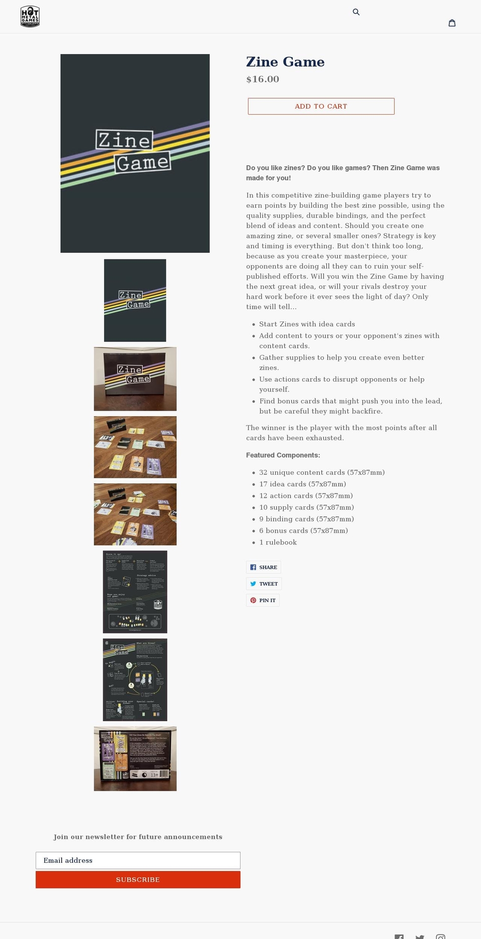 hotmetalgames.com shopify website screenshot