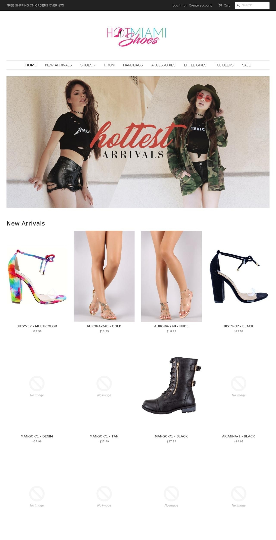 hotmiamishoes.com — Shopify storefront screenshot