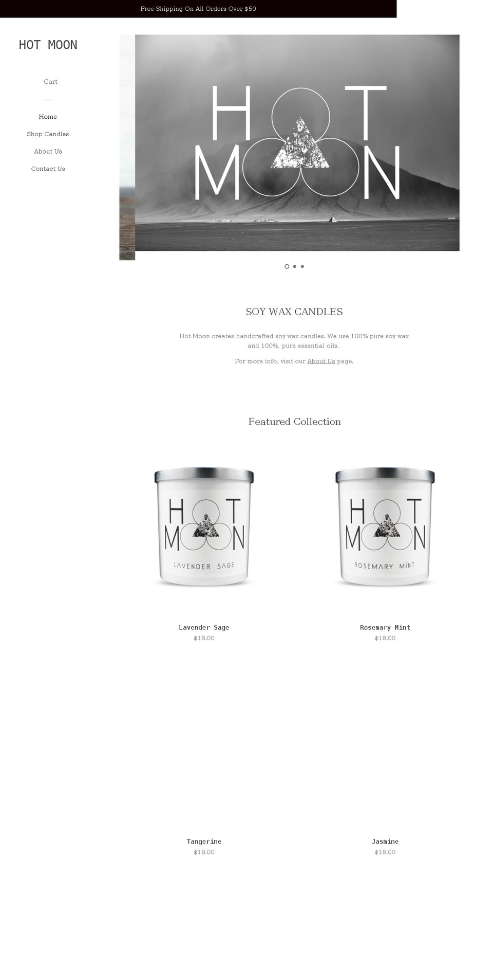 Pop - Current Shopify theme site example hotmooncandles.com