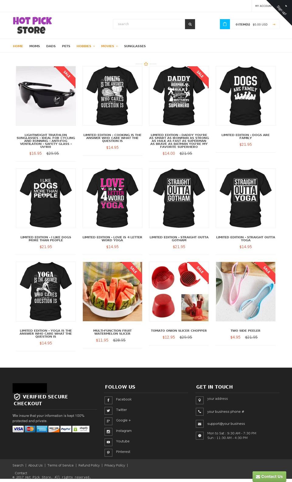 hotpickstore.com shopify website screenshot