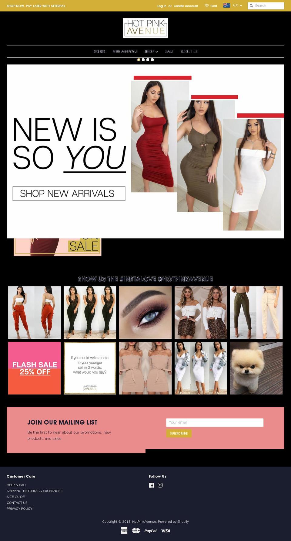 hotpinkavenue.com shopify website screenshot