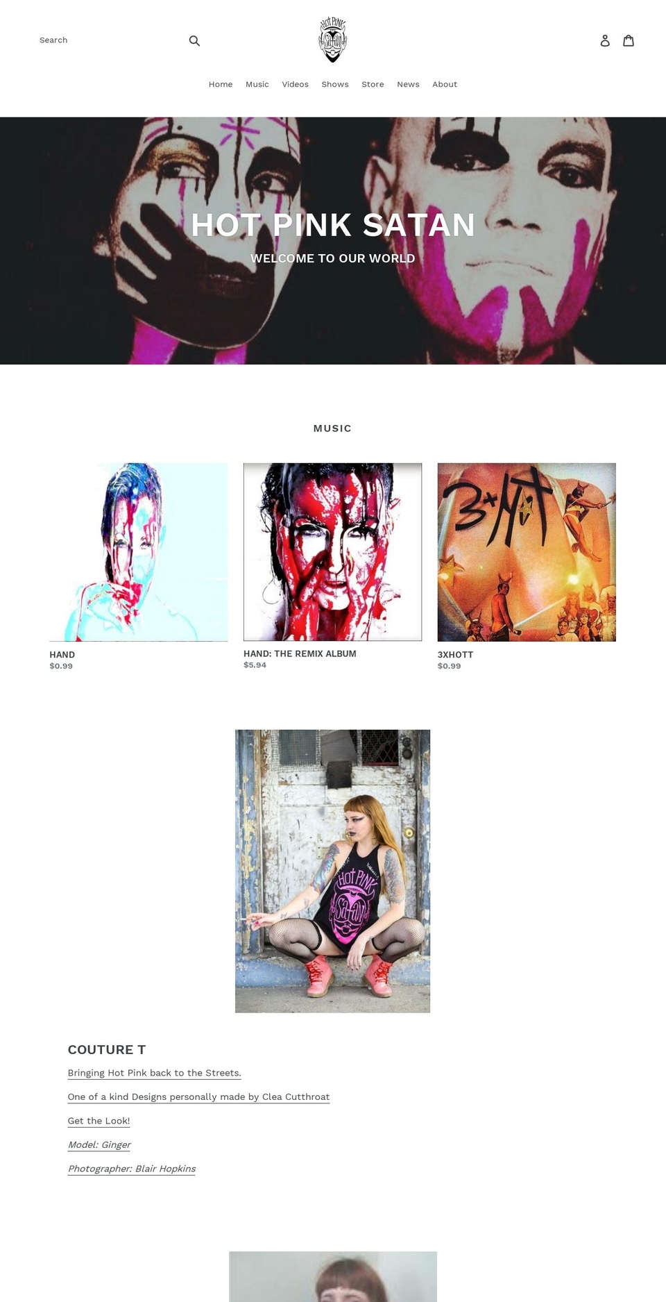 hotpinksatan.com shopify website screenshot