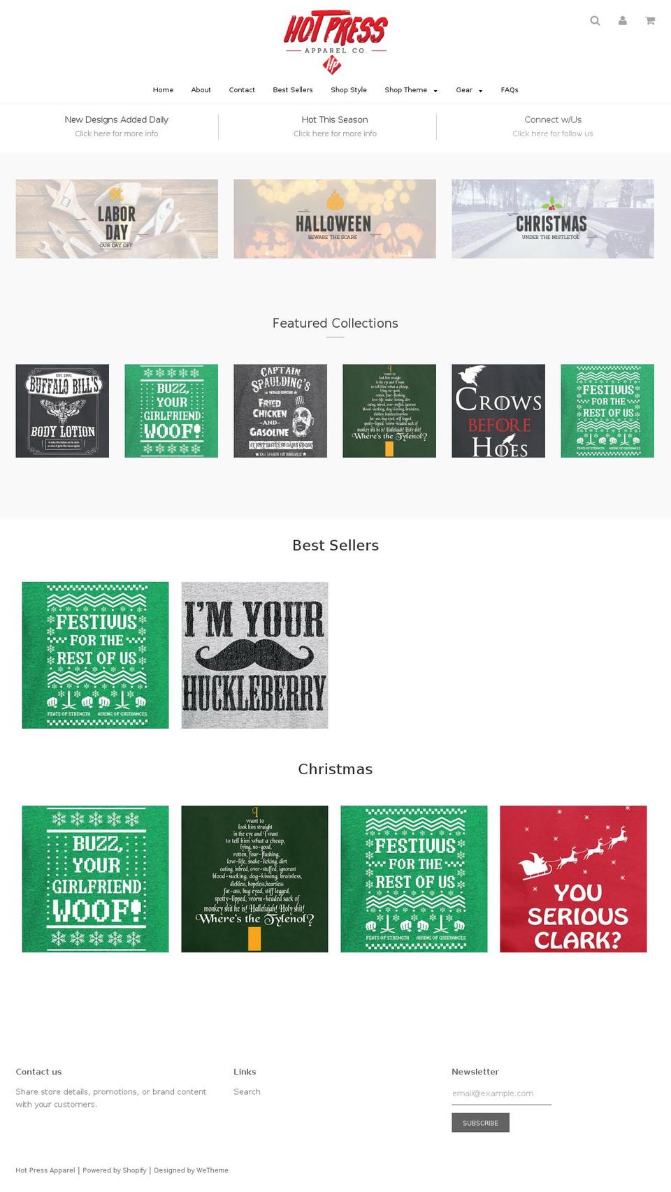 hotpressapparel.com shopify website screenshot