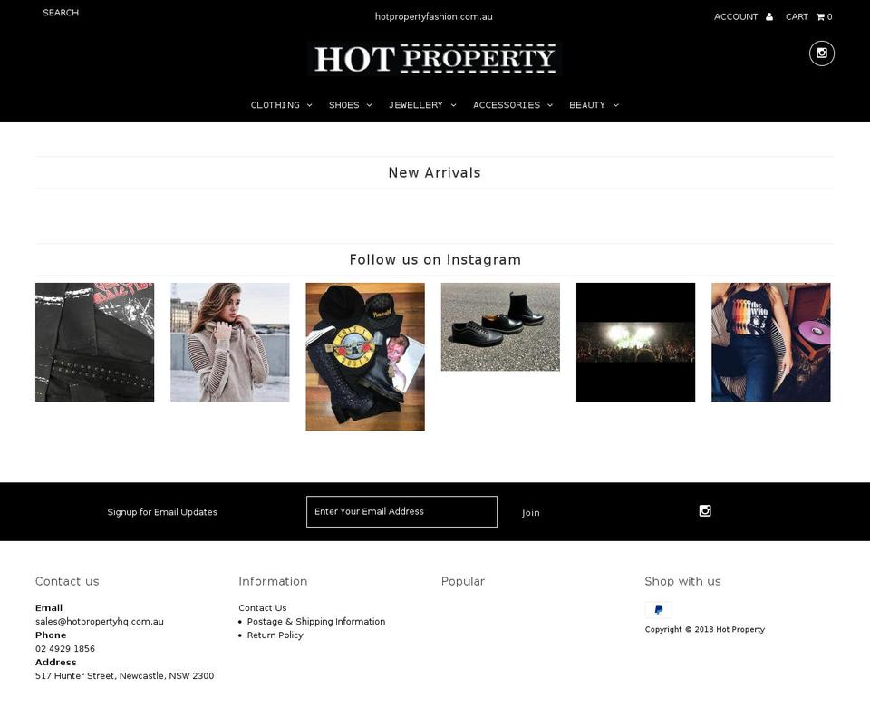 hotpropertyfashion.com.au shopify website screenshot