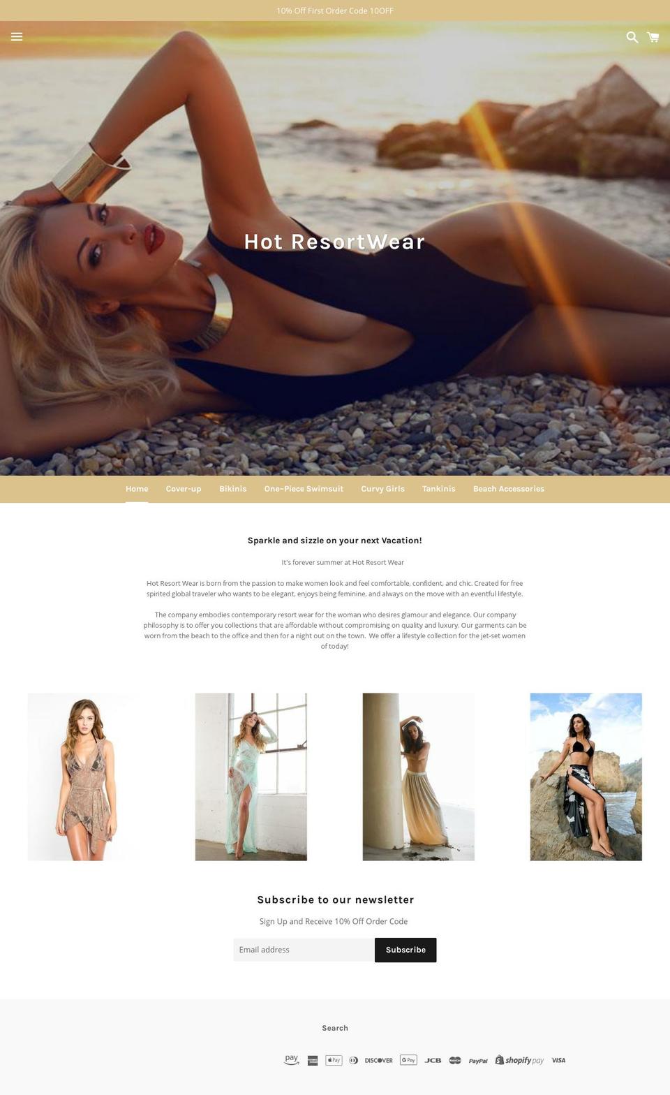 hotresortwear.com — Shopify storefront screenshot