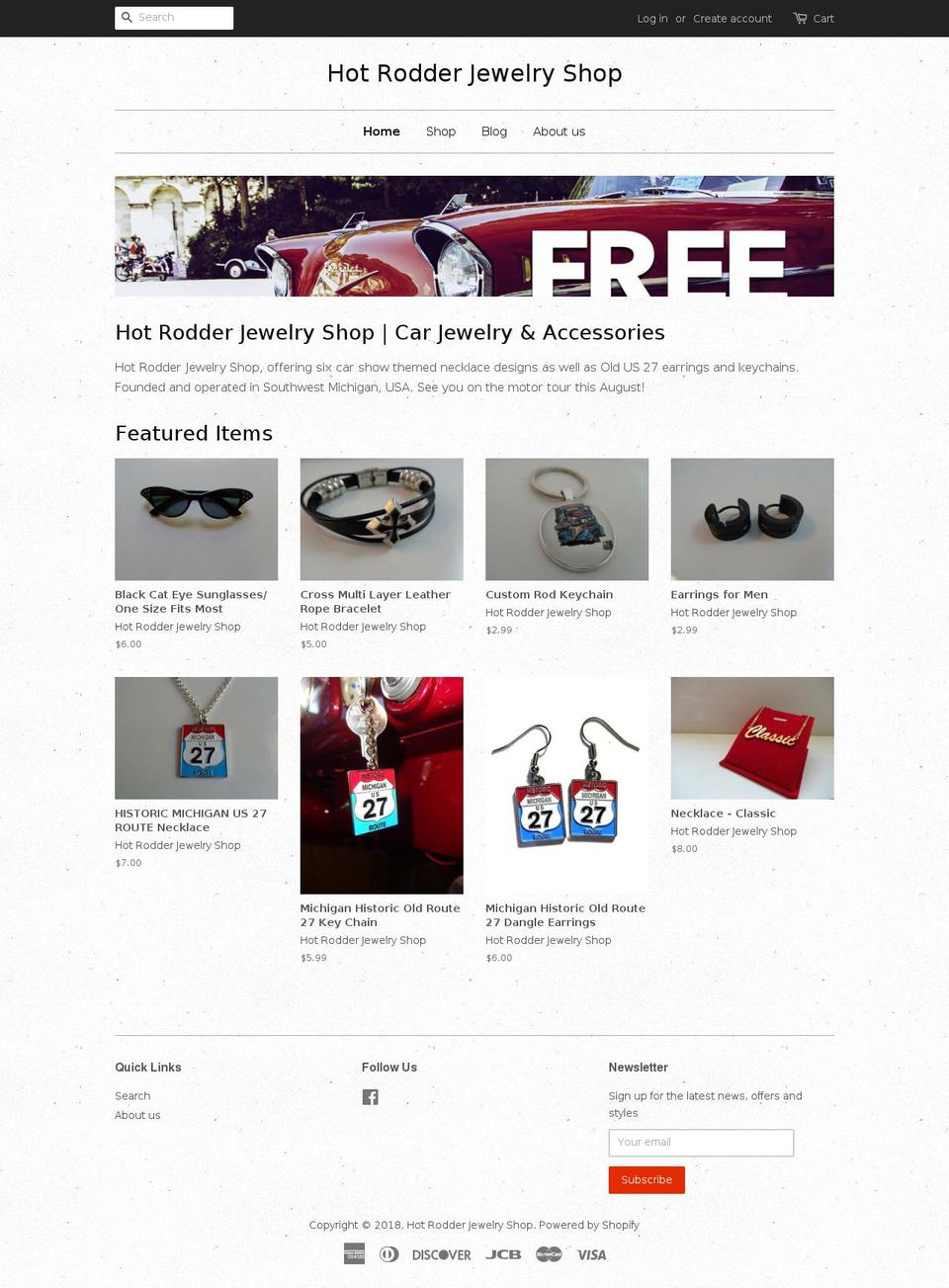 hotrodderjewelryshop.com shopify website screenshot