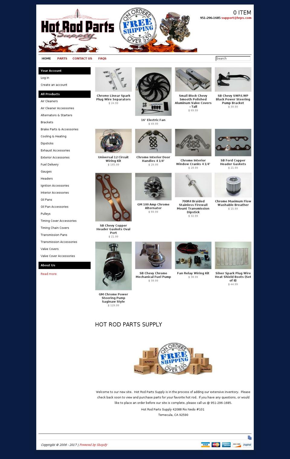 hotrodpartssupply.biz shopify website screenshot