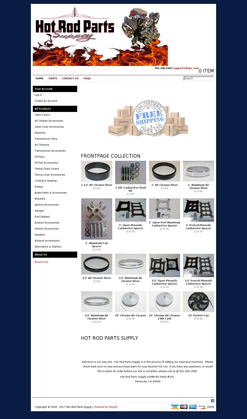 hotrodpartssupply.org shopify website screenshot