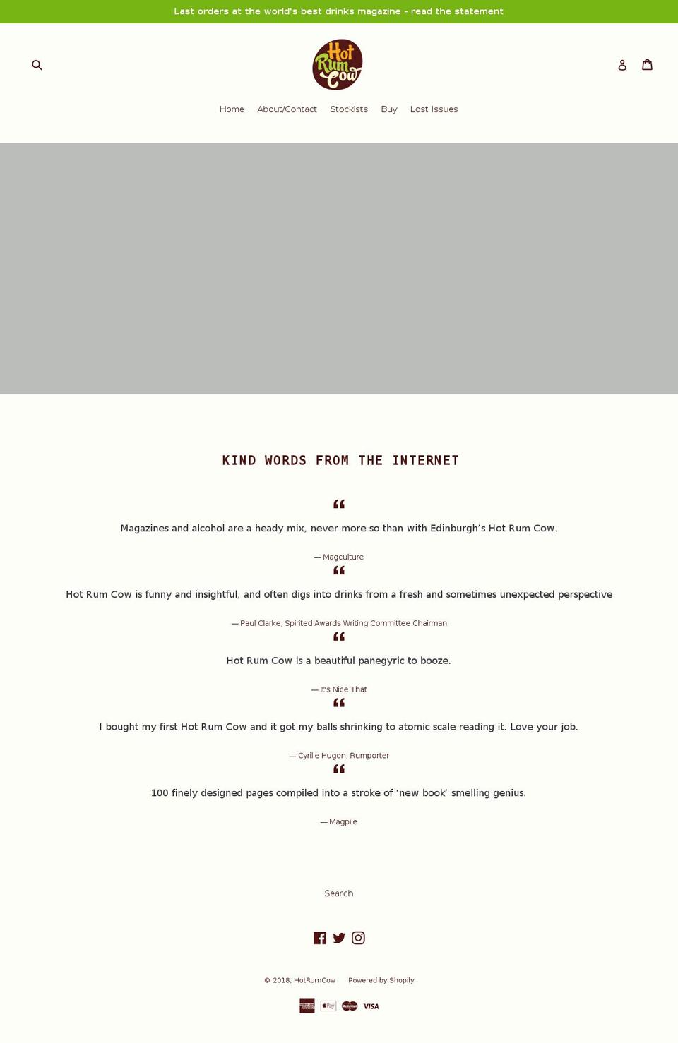 hotrumcow.com — Shopify storefront screenshot