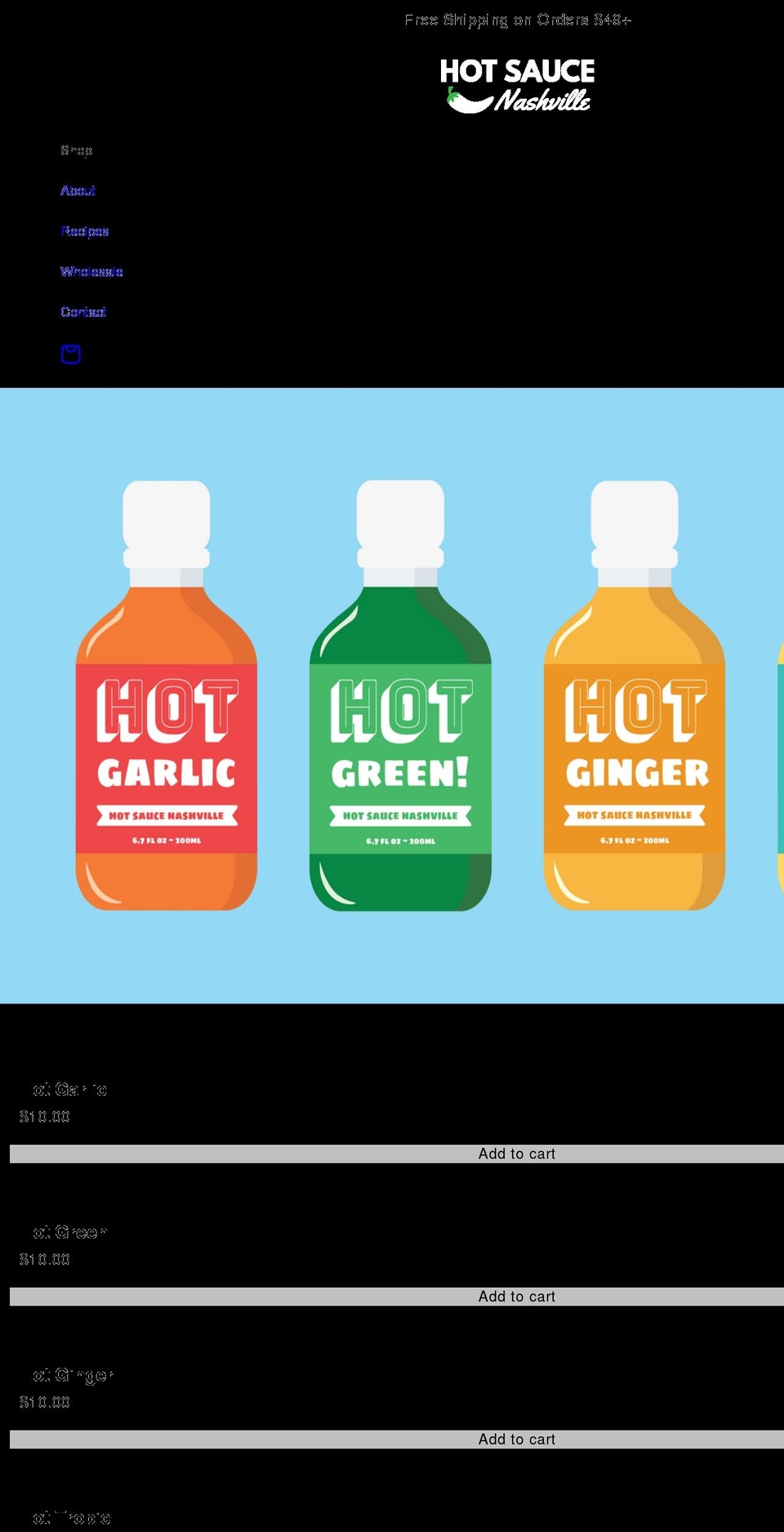 hotsaucenashville.com shopify website screenshot